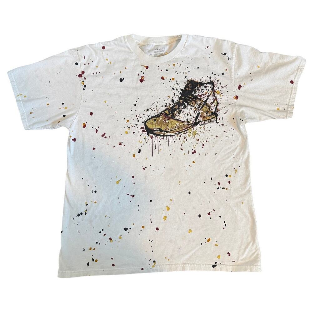 Nike Graphic T Shirt Large Paint Splatter Sneaker Graphic